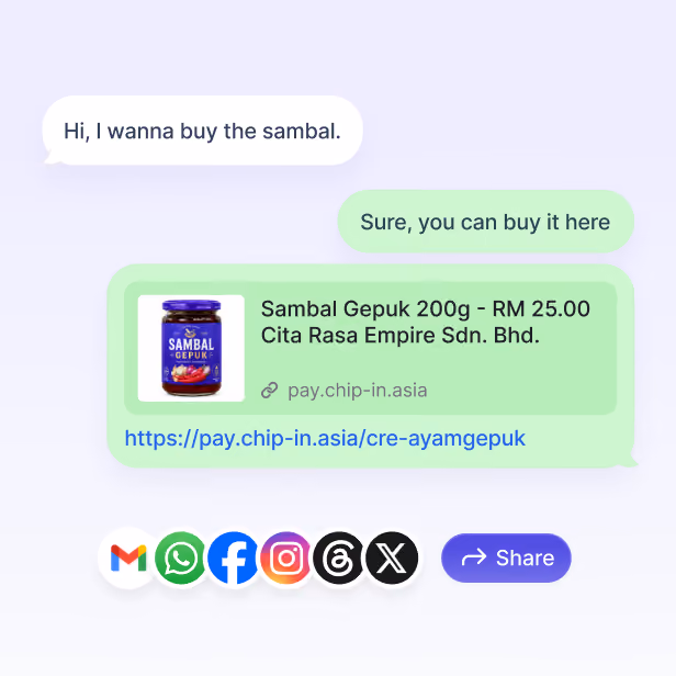 Create payment links in minutes, share it and get paid without needing a website