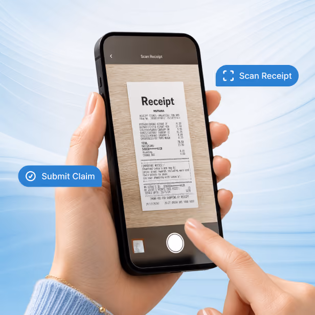 Pay for work expenses, scan receipts, and submit claims directly from your phone.