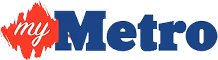 MyMetro logo with red maple leaf and blue text on white background.