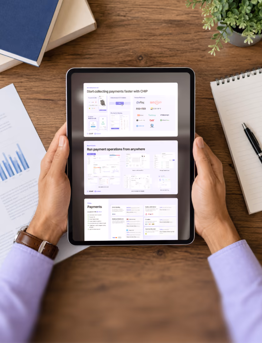 An iPad showing sales kit.